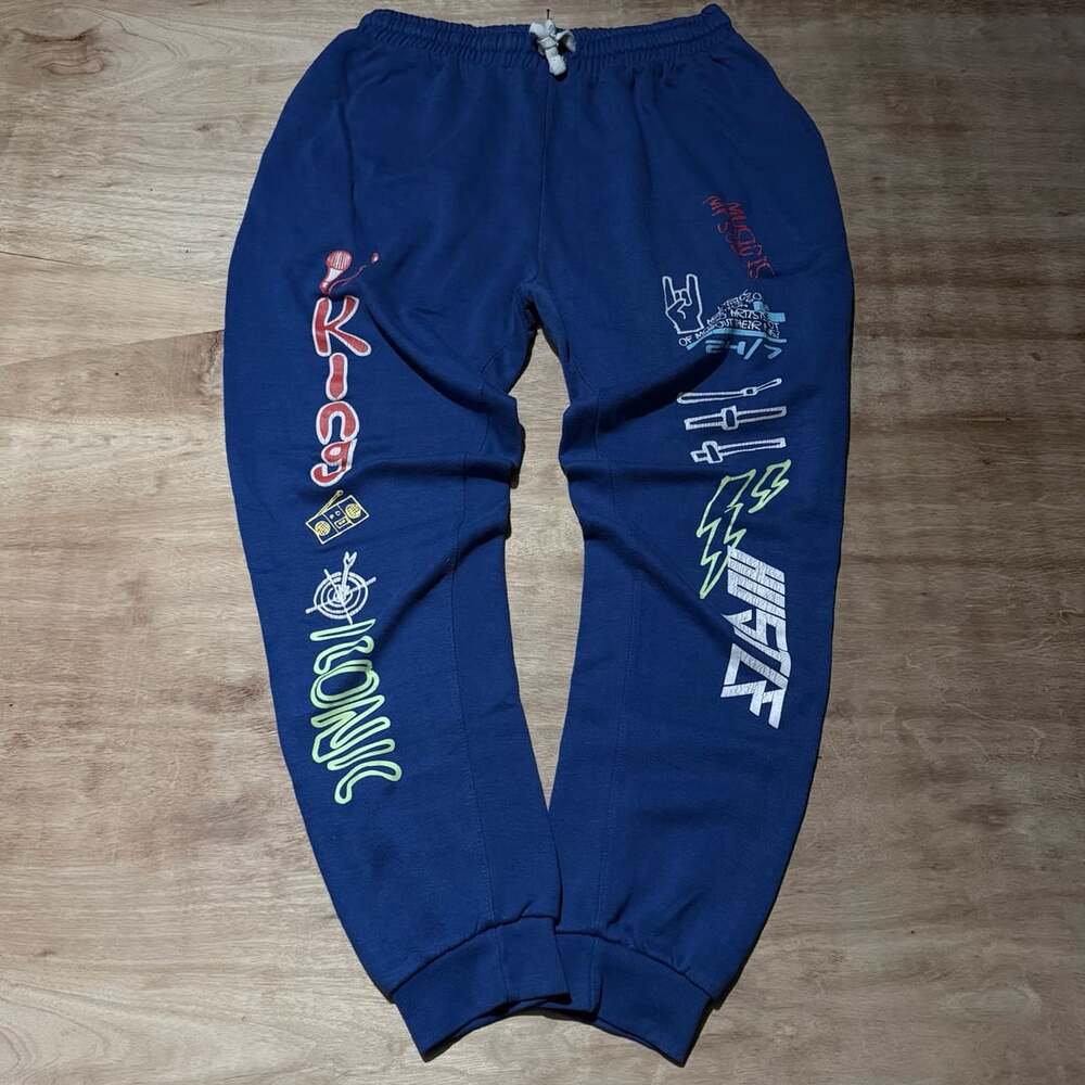 Blackjack Asian Luxury Streetwear Graphic Sweatpants Blue Size L